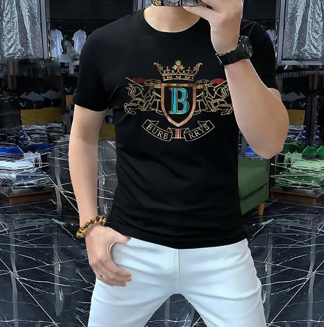 Designer Mens T-shirts Letter Hot Drilling T Shirts Luxury White Black Fashion Designer Summer Highs Quality Top Short Sleeve Size M-4XL