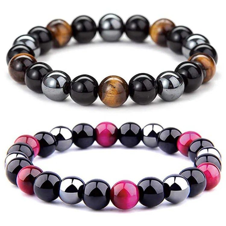 Bijoux faits à la main en gros de brins de perles bracelets triple protection bracelet pour hommes