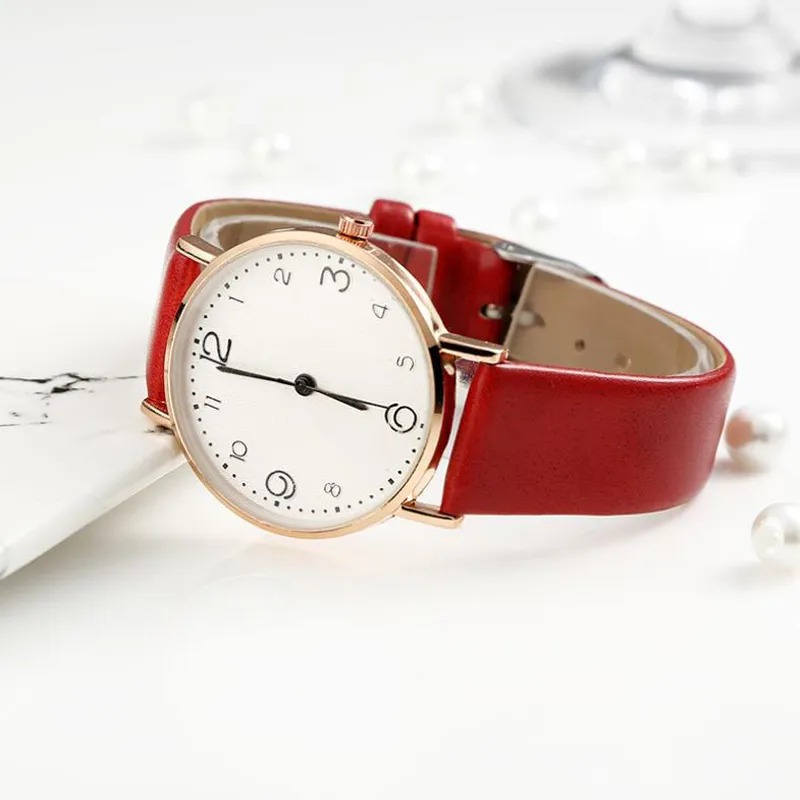 HBP Womens Watch Simple Leather Strap Fashion Quartz Round Dial Watches Ladies Casual Women Clock Montres de luxe