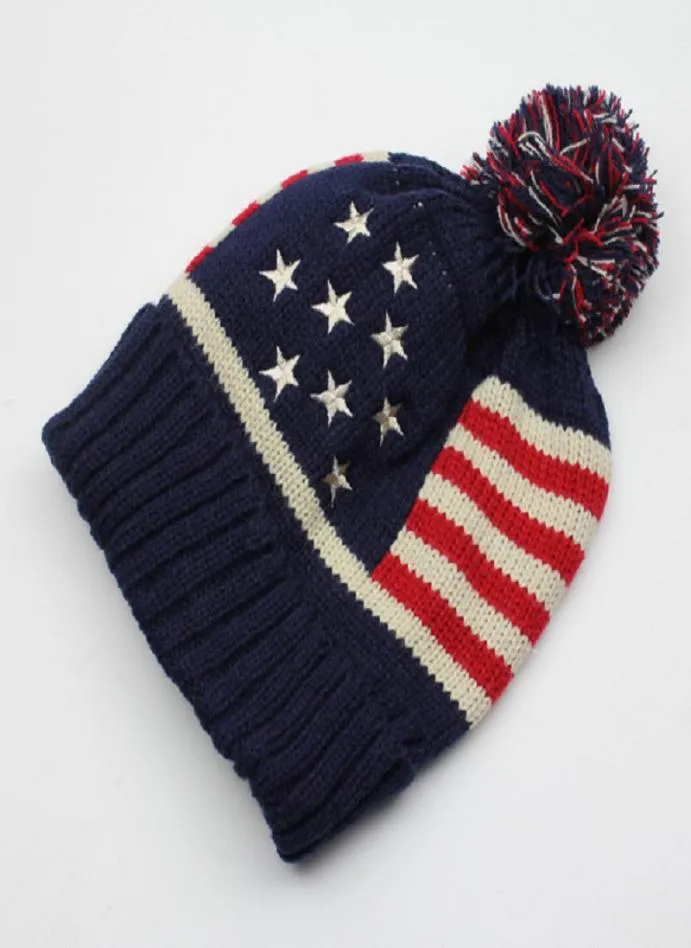 전체 2015 저렴한 미국 아메리칸 플래그 비니 모자 양모 겨울 따뜻한 니트 모자와 모자 남자와 여자 두개골 쿨 비니 W9193217