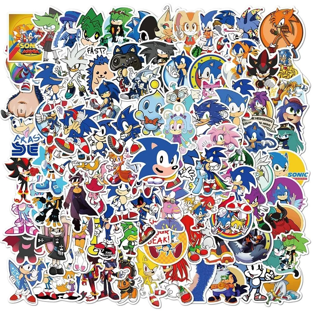 100 pezzi Sonic The Hedgehog Waterproof Anime Adesivo graffiti per adesivo fai -da -te sulla valigia per laptop skateboard per biciclette per laptop