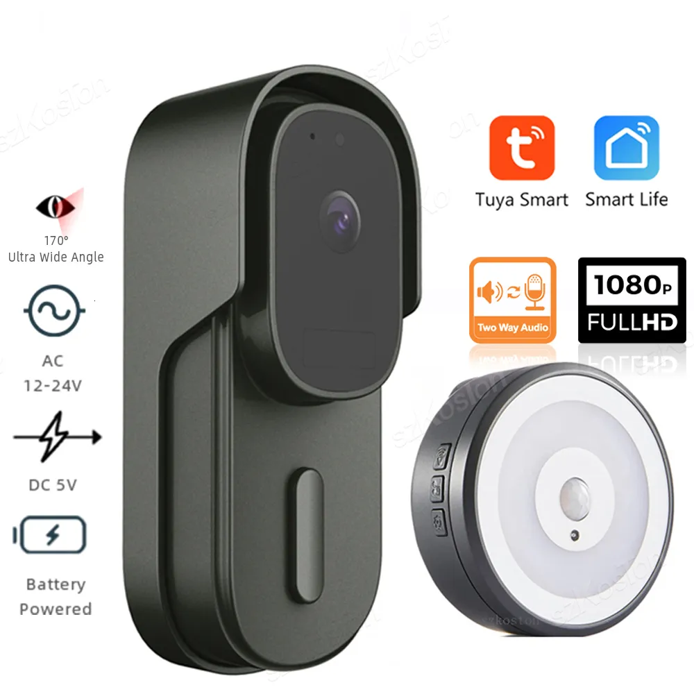 Sonnettes Tuya Smart Home Vidéo Sonnette Caméra Extérieure Filaire Sans Fil Porte Sonnette 1080P Étanche Maison Sécurité Protection Vie 221119