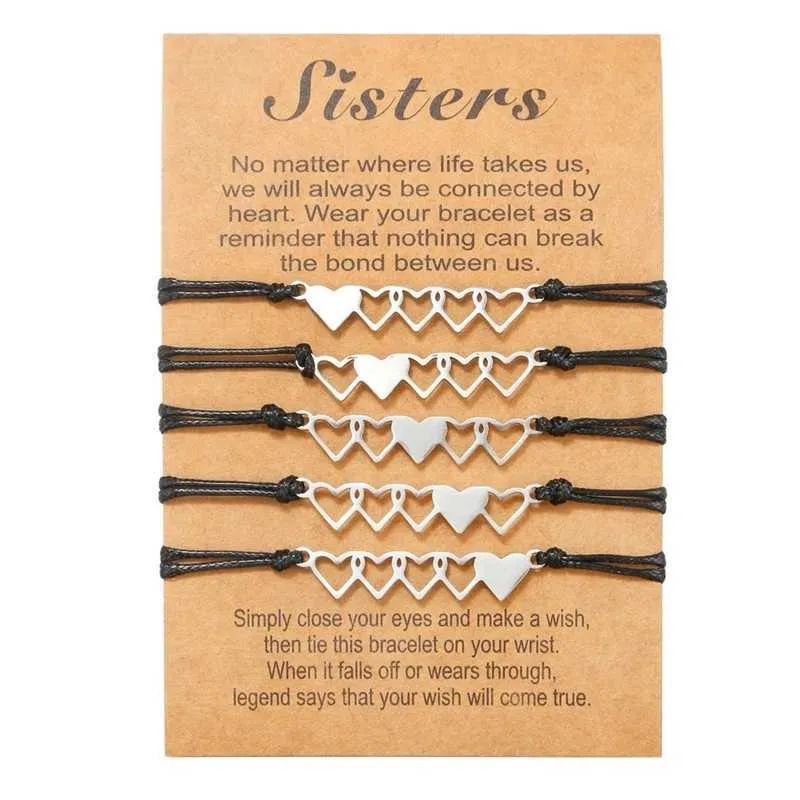 Sisters Card Bracelet Creative Stainless Steel Heart-to-heart Woven Friendship Bracelet Jewelry Set