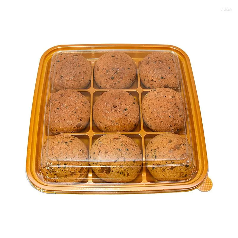 Emballage cadeau 25 pièces 9 grille Macaron Mooncake Dessert boîte d'emballage en plastique Transparent pâtisserie gâteau emballage conteneur