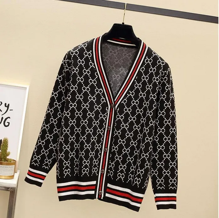 Winter Autumn Women Sweaters Wear Brand Designer Letter Pattern Classic Cardigan Sweater Coat Color Contrast Women's Knitwear Women's Knitted Long Sleeve Top