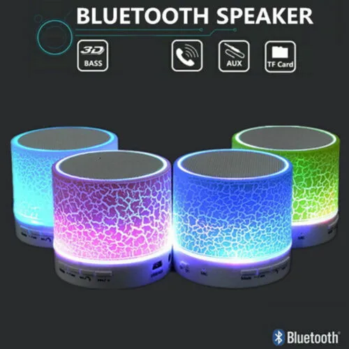 Portabla högtalare Trådlös smart Bluetooth Crack Lysande lampor Uppladdningsbart kort mini Stereo för datorsmartphone 221119