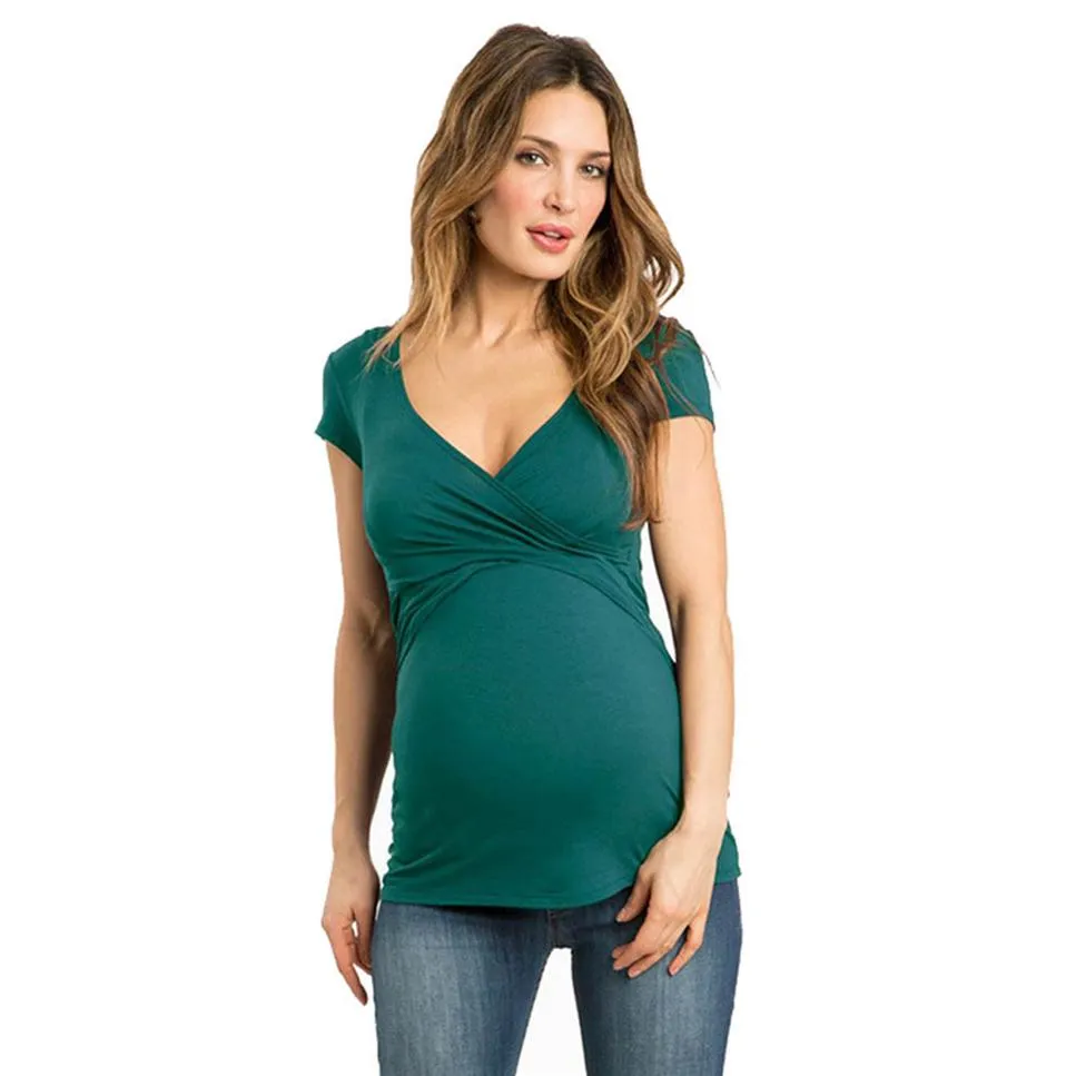 Telotuny 의류 FOT 여성 100%면화 여성 솔리드 임신 간호 아기를위한 임산부 다기능 블라우스 티셔츠 JL 05 Y19052003254N
