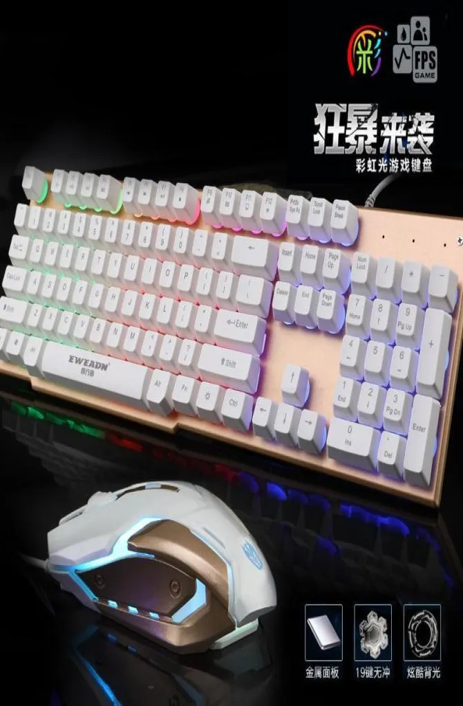 Keyboard Mouse Combos Former Walker ESports Game And Set Suspended Metal Panel Colorful Backlight