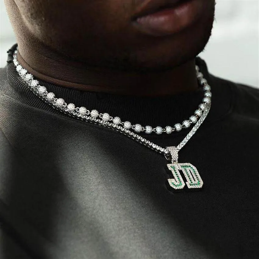 Chains HipHop Iced Out Bling 5A Cubic Zirconia Paved CZ Ball Link Chain In White Silver Gold Color Choker Necklace For Mens Boy Jewelry241l