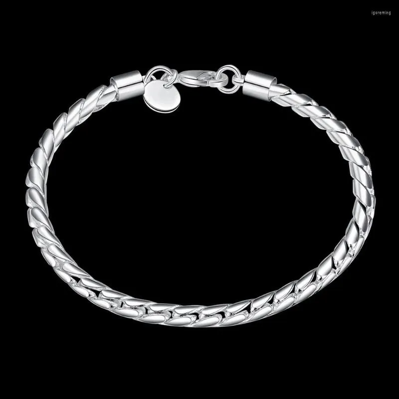 Länk armband grossist mode fin 4mm vridna repkedja 925 stämplade armband för herremannans varumärken smycken bröllopsfest gåvor