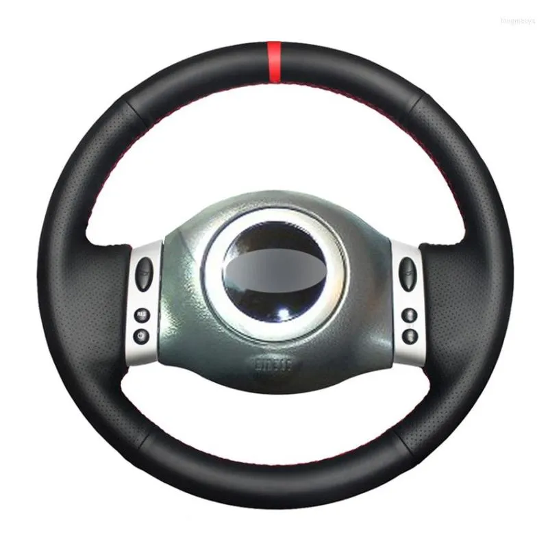 Tampa do volante de direção preto Artificial PU FAUX Couro Diy Custom Costum à mão Capa para Mini Coupe 2001-2006 R50 R53 R60