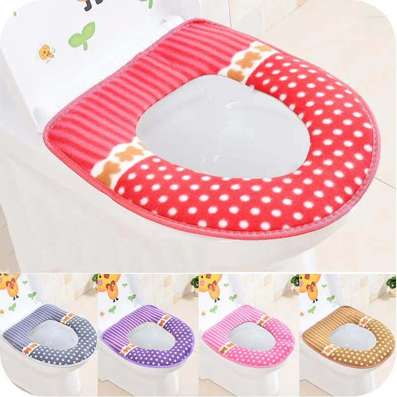 Toilet Seat Covers Cover Lid Pad Winter Bathroom Closestool Warm Soft Protector Accessories Set Mat