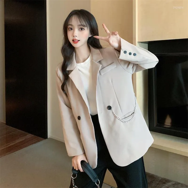 Women's Suits Women's Trendy Blazers Jacket Plus Size Loose Coat Gothic Chain Street Suit Ladies Blazer Spring Autumn Outwear 4XL