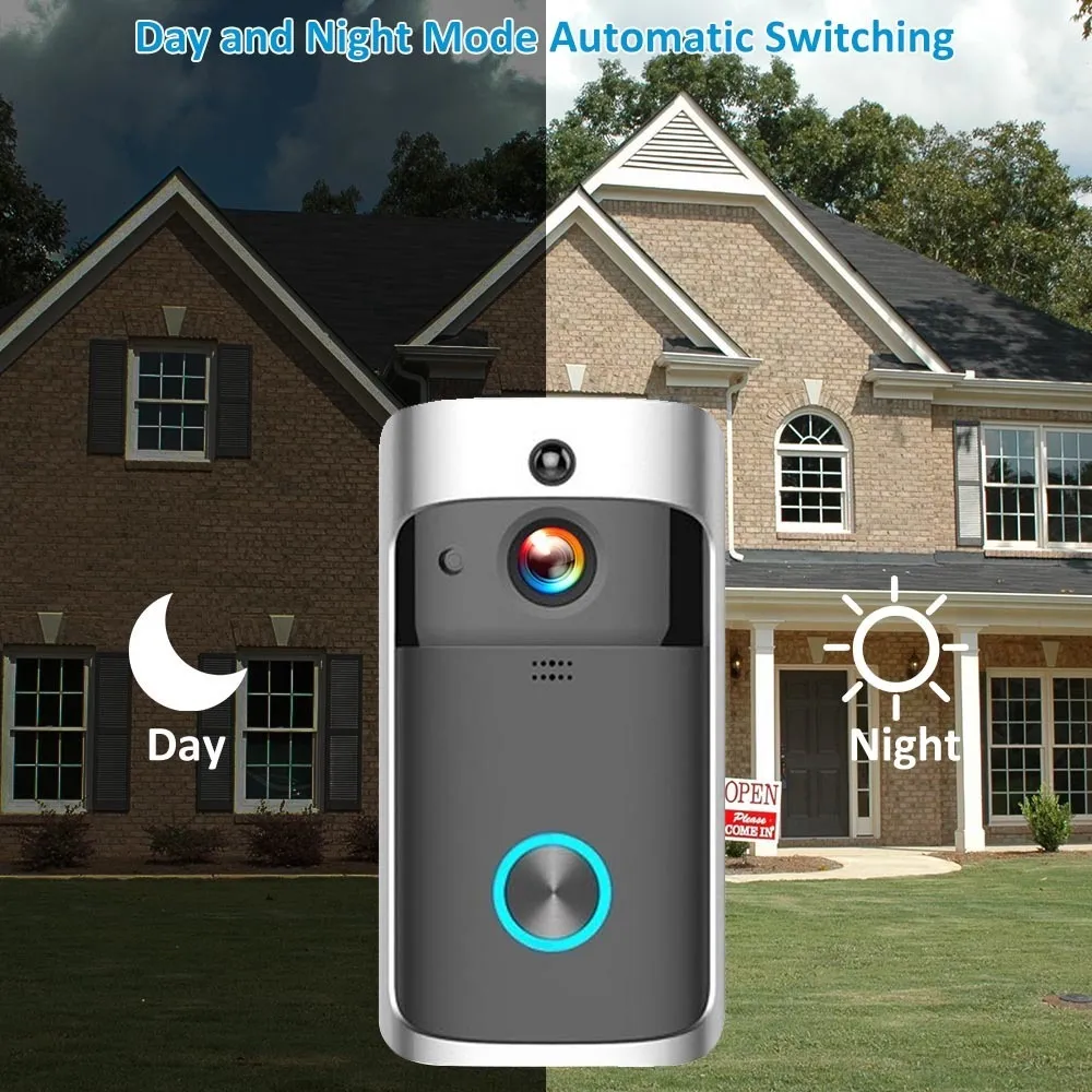 Campainhas 1pcs 720p HD Smart Home Wireless Wi -Fi Doorbell Camera Segurança Vídeo Intercomunicador Ir Visão Noturna AC Porteira Operada por Bateria 221119