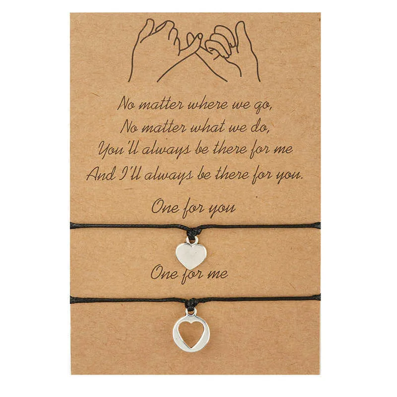 카드 커플 브레이슬릿 창조적 인 단순 합금 심장 왁스 짠 팔찌