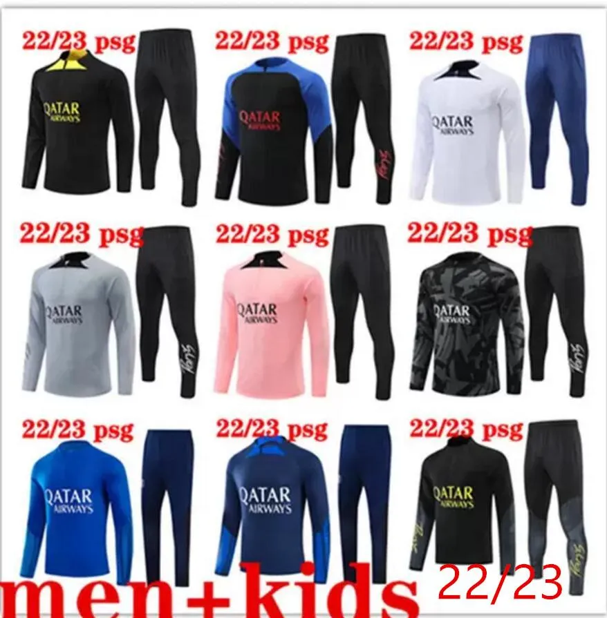 22 23 Psgs Tracksuit 2022 2023 Soccer Jersey MBAPPE Kids And Men