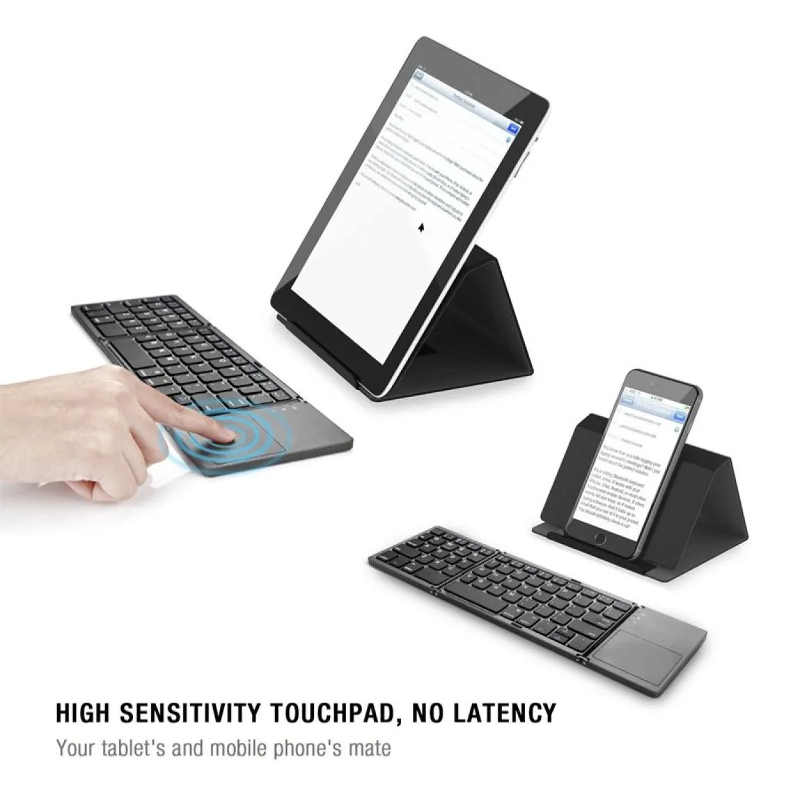 Folding Bluetooth Keyboard Wireless Phone Tablet portable Keyboards Support for Windows Android IOS System Touch Screen