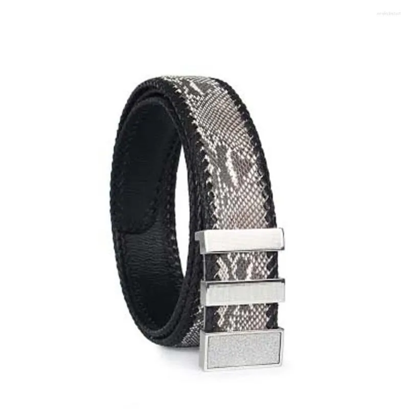 Cinture Yuanhui Thailand Import Weaving Python Skin Men Belt Uomo Snake Leather Smooth Buckle Business Leisure