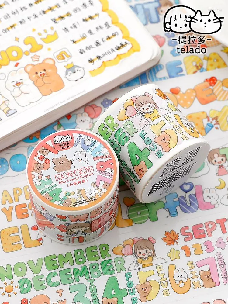 Geschenkwikkeling Lovely Girls Ins English Pet Special Oil Washi Tape and Stickers Bag Diy voor scrapbooking decoratie