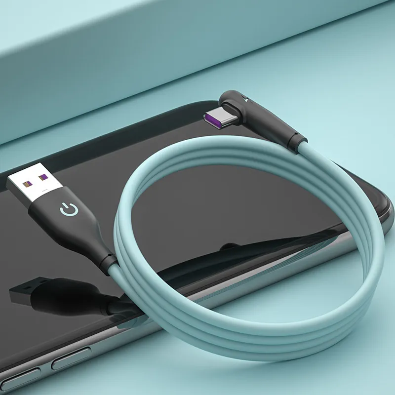 Câble USB C en Silicone souple chargeur rapide à 90 degrés 5A câble USB de type C pour Huawei Mate 40 Xiaomi POCO X3 cordon USB-C pour téléphone portable