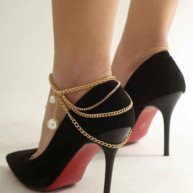 Anklets High Heel Sexy Gold Ankle Chain Wedding Women Multi-layer Foot Barefoot Sandals Beach Jewelry Female Anklet