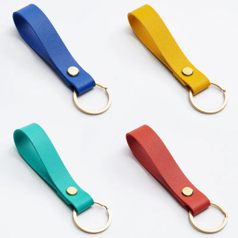 Pu Leather Key Chain Accessories Car Keyring Pendant Simple Personality Leather Metal Keychain Hardware Wholesale