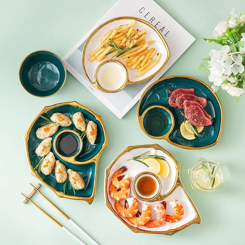 Servis uppsättningar dumplingsplatta med vinäger skål hem mellanmål kreativt bordsartikel keramiska ins vind sushi middagssats
