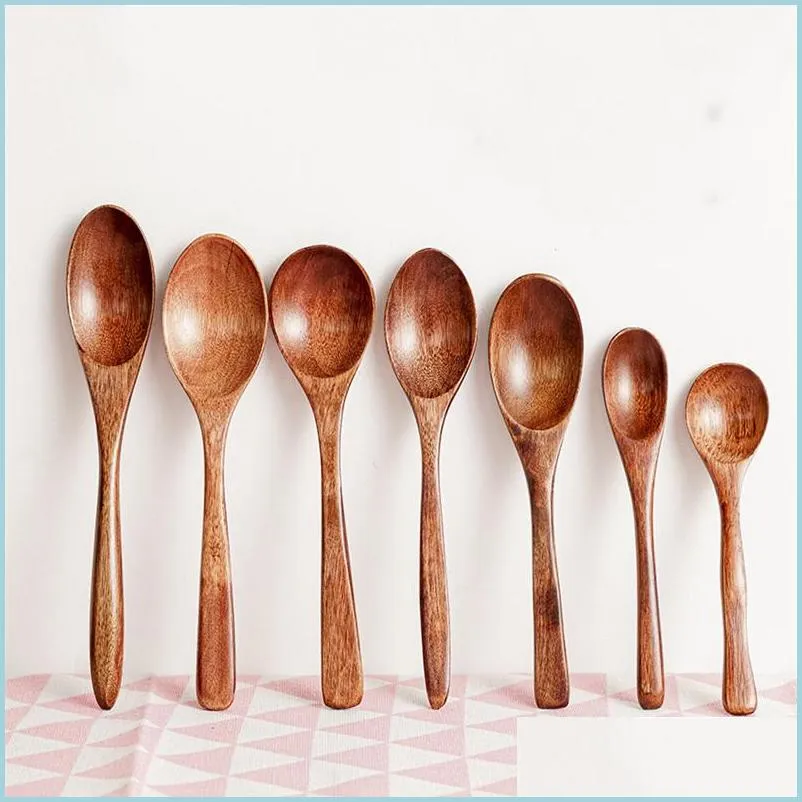 Spoons 7 Sizes Phoebe Spoons Wood Spoon For Eating Mixing Stirring Cooking Japanese Style Kitchen Tool Drop Delivery 2021 Home Garde Dh5Hj