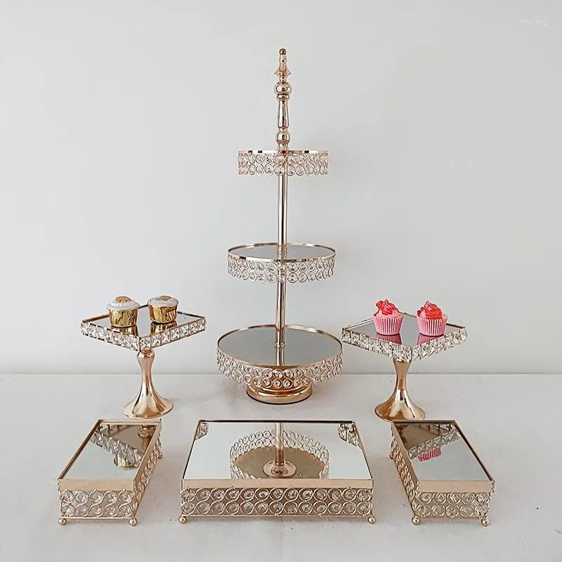 Bakeware Tools 3st - 8st Crystal Squere Cake Stand Set Birthday Party Macaron Cupcake Rack f￶r br￶llop
