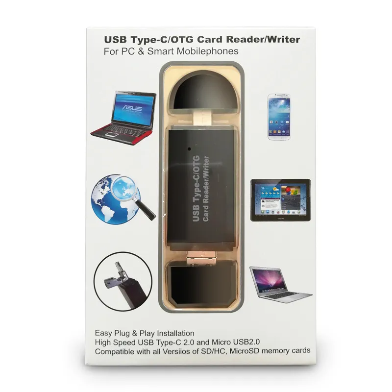 YC320 USB C Smart Memory Card Reader 3 In 1 USB 2.0 TF/Mirco SD