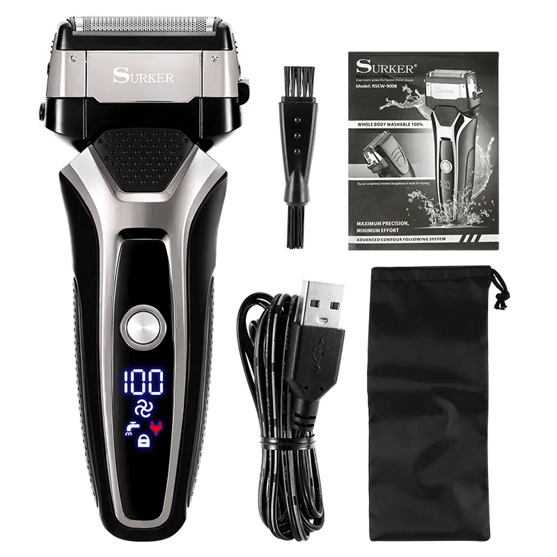 Électrique s USB Rechargeable électrique en acier inoxydable Machine à raser hommes 3D Triple lame flottante rasoir barbier tondeuse 221119