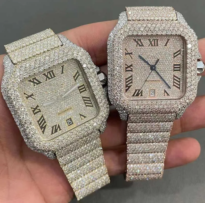 Наручительные часы Mens Luxury Watch Автоматические vvs1 iced watch for men jove wation watch montre homme diamond watch.