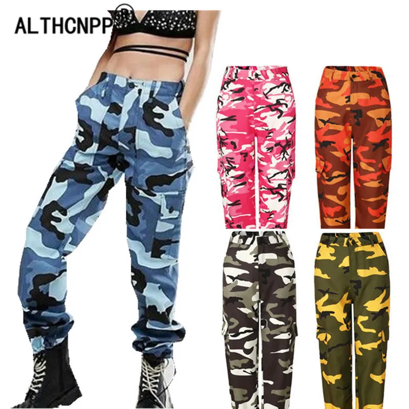 Pantaloni da donna Capris Streetwear camuffato hip -hop da donna con pantaloni della tuta alta pantaloni da fidanzato camo pantalon femme 221121