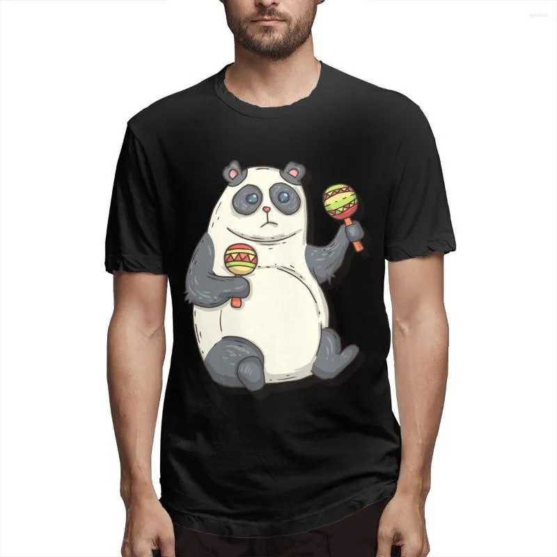 Heren t shirts panda met maracas mode 3D printen katoenen tee tops zomer korte mouwen ronde nek heren t-shirt