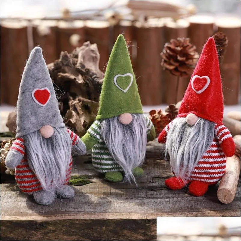 Decorazioni natalizie fatte a mano svedese farcito giocattolo bambola di Babbo Natale Gnomo scandinavo Tomte Nordic Nisse Sockerbit elfo nano casa Ornamen Dh819