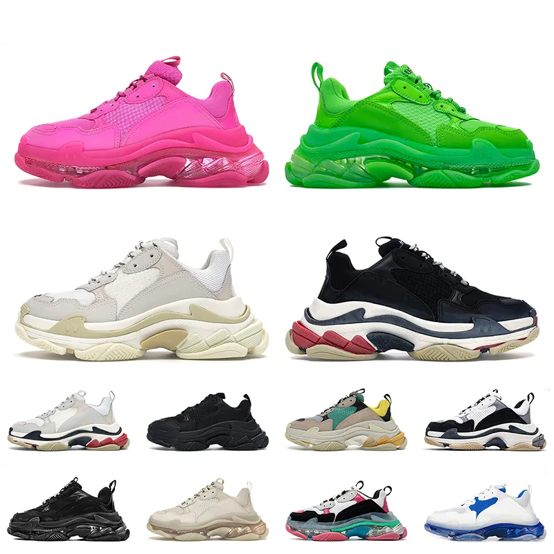 Balenciaga Triple s Clear Sole tênis casual pai sapatos de grife homens mulheres plataforma 17FW paris branco preto vintage cristal inferior triplo tênis