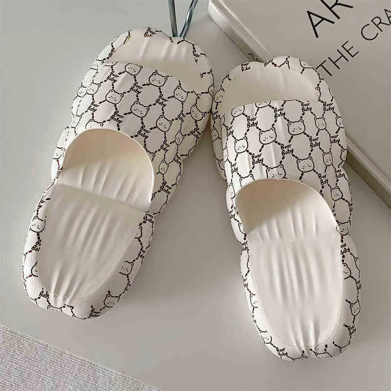 Binnenstrand buiten slippers dikke zool graffiti persoonlijkheid kunst huis slippers dames sandalen antislip 2022 zomer vrouw schoenen j220716