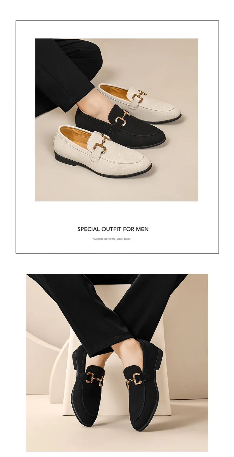 Wholesale Beige Suede Loafers For Men Casual Slip On Dress  display picture 1