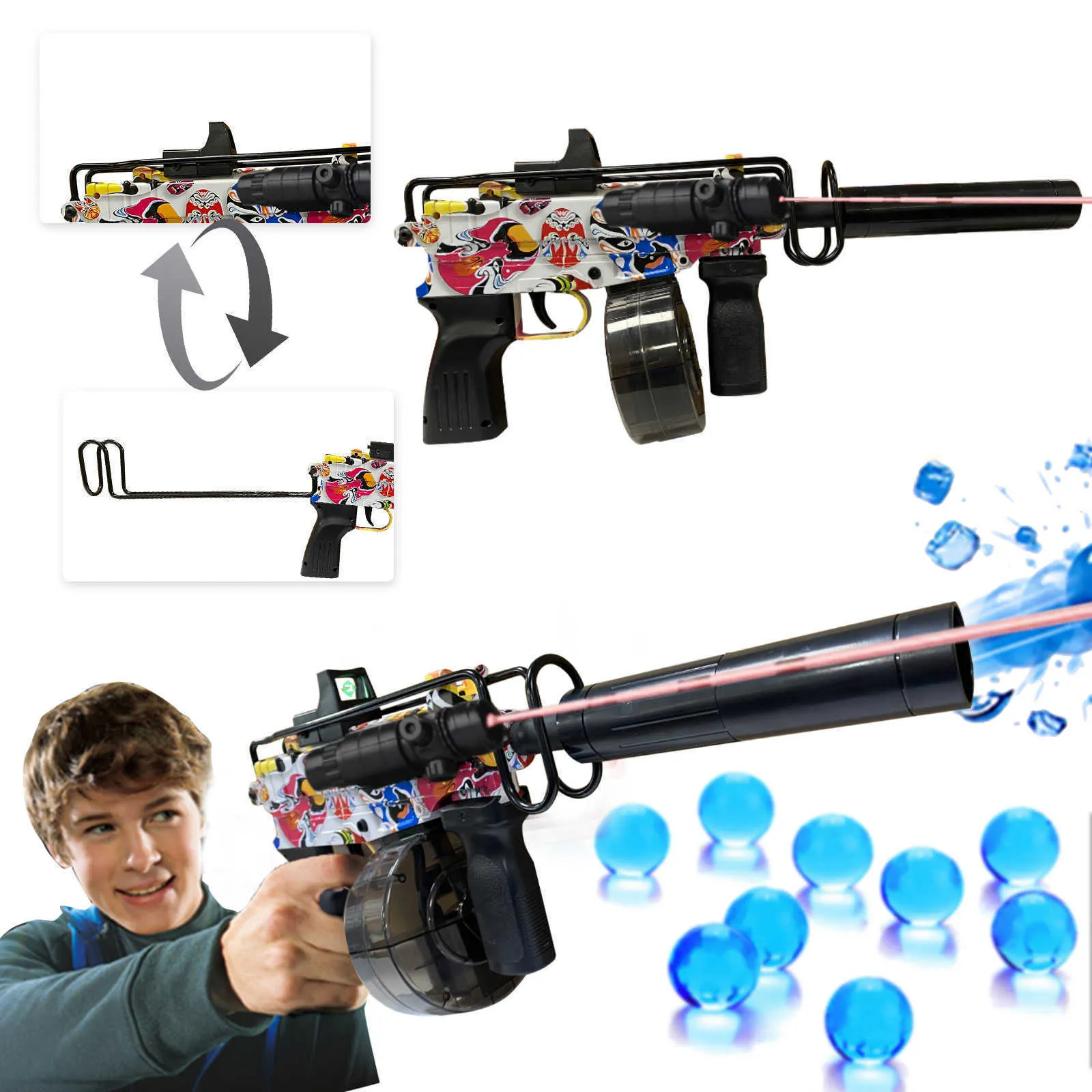 Gun Toys 2022 Upgraded UZI Gel Water Blaster Automatic Splatter Ball