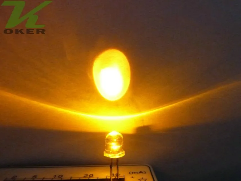 1000st 5mm gult rund vattenklar LED -ljuslampa avger diod ultra ljus pärla plugin diy kit öva vid vinkel9272596