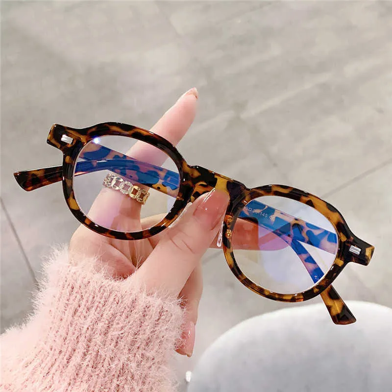 Lunettes de soleil Frames Round Hommes verres Cadre optique Vintage Clear Lens Anti Blue Light Women's Eyeglass With Cadre Computer Weets Cames Small T2201114