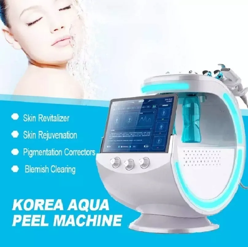 Equipamento multifuncional de beleza novo gelo inteligente Azul de hidrogênio Micro Bubble 7in1 Hydra Solução Skin Care Analyzer Gerenciamento