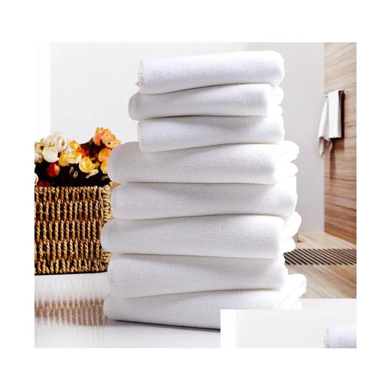 Serviette blanche serviette El serviettes doux tissu en microfibre nettoyage du visage salle de bain main cheveux bain livraison directe textiles de jardin Dhsvt