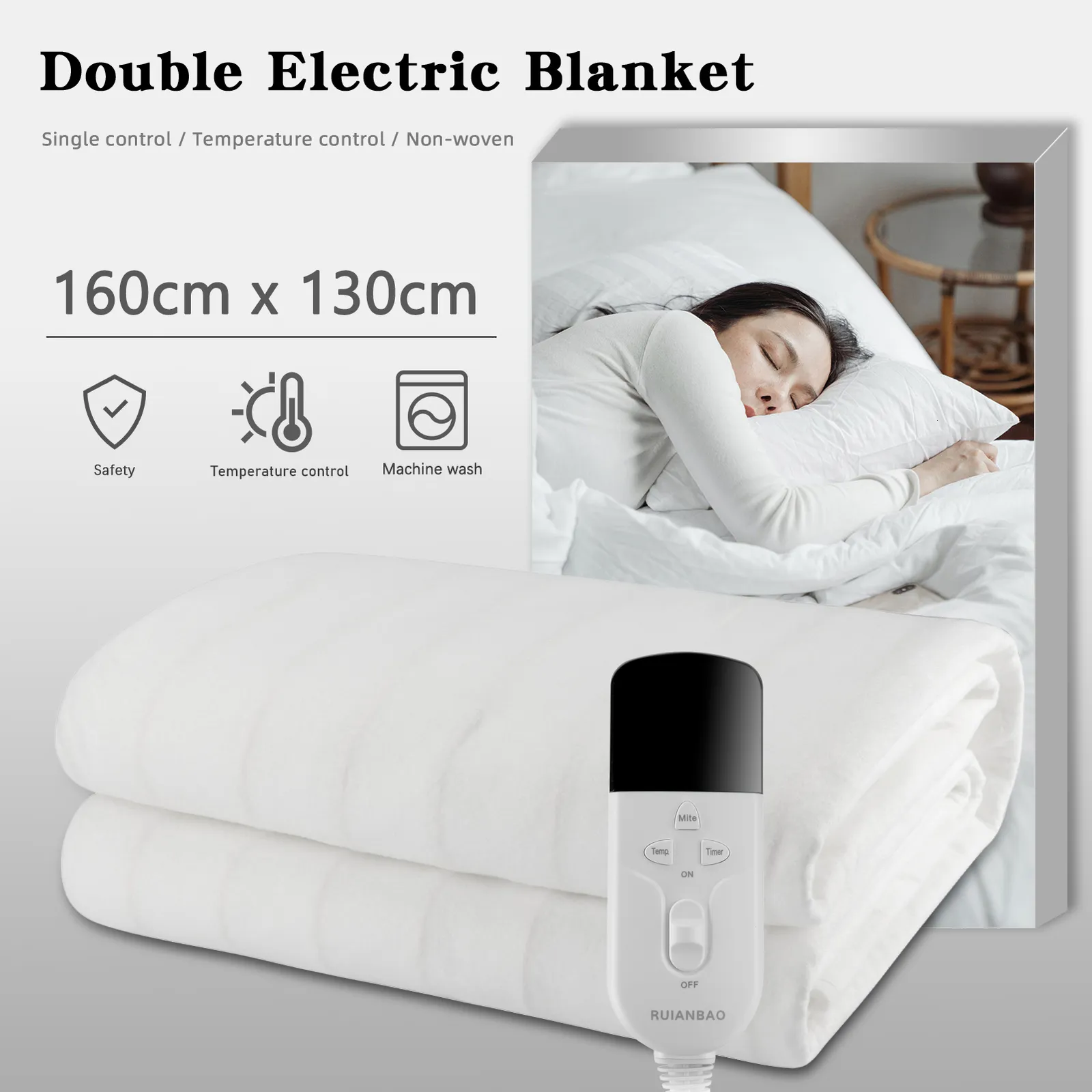 Elektrische deken Rainbow Ruianbao 160x130cm grote dubbele kussen verwarmingsbedmat Underblanket CE Certificering 230V EU -plug 221119