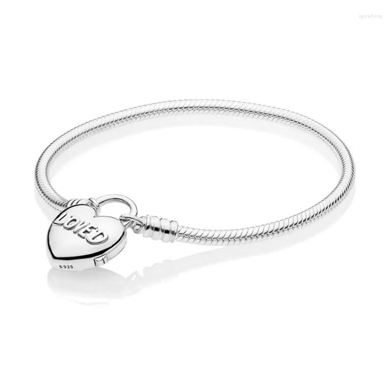 Link Armbanden Qandocci 925 Sterling Silver Jewelry U bent geliefd bij Hart -hangslot voor vrouwen Groothandel