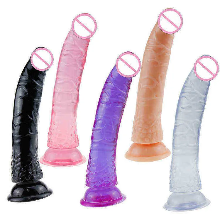 Nxy Godes Dongs Femelle Pénis Simulé Cristal Transparent Faux Adulte Masturbation Bâton Sex Toys 220514