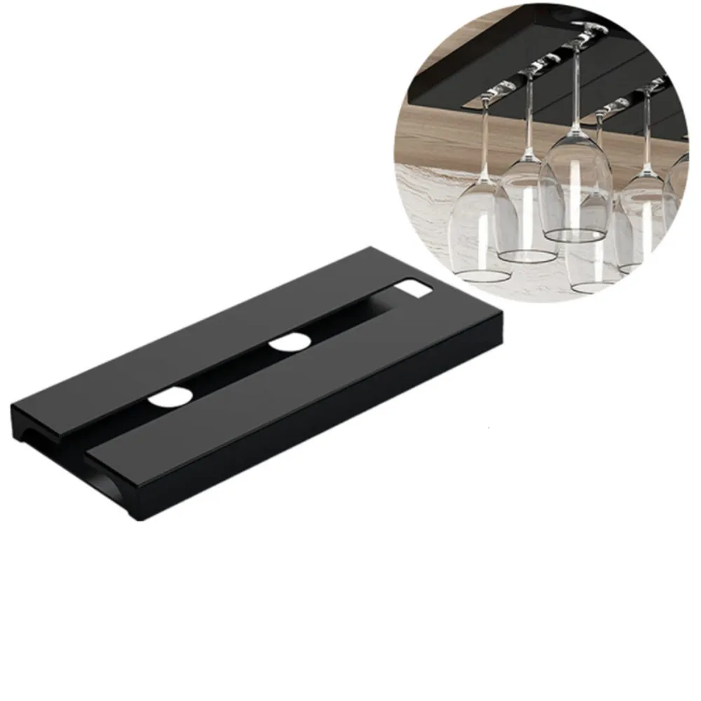 4-Pack Under Cabinet Wine Glass Rack - 15.6" Stemware Holder, Holds 5 Glasses Each, Black Iron