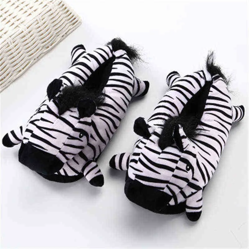 Cootelili Animal Cartoon Coton Chaussures Pantoufles Chaussures D'hiver Licorne Pantoufles Femmes Maison Pantoufles Zebra Chaussures Taille Unique 3543 J220716