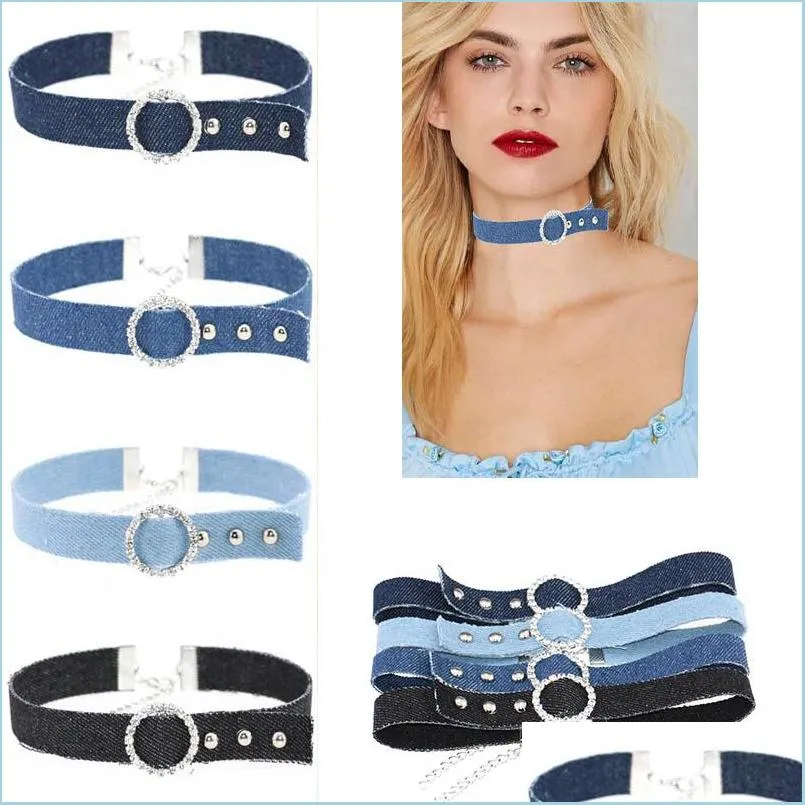 Sautoirs Cristal Ceinture Type Denim Chokders Collier Femmes Collier Colliers Bijoux De Mode Drop Delivery Pendentifs Dhqld