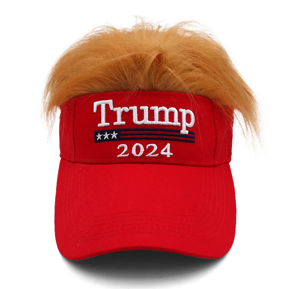 Trump 2024 Embroidery Hat With Hair Baseball Cap Trump Supporter Rally Parade Cotton Hats C1121